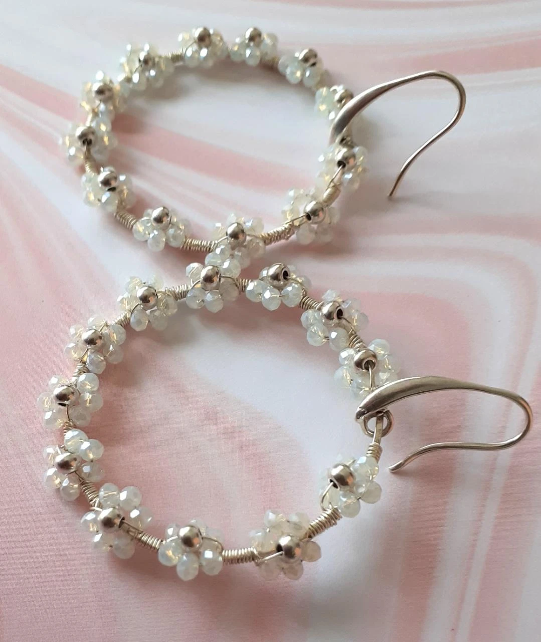 Pendientes colgantes con flores de opalita – photo 3